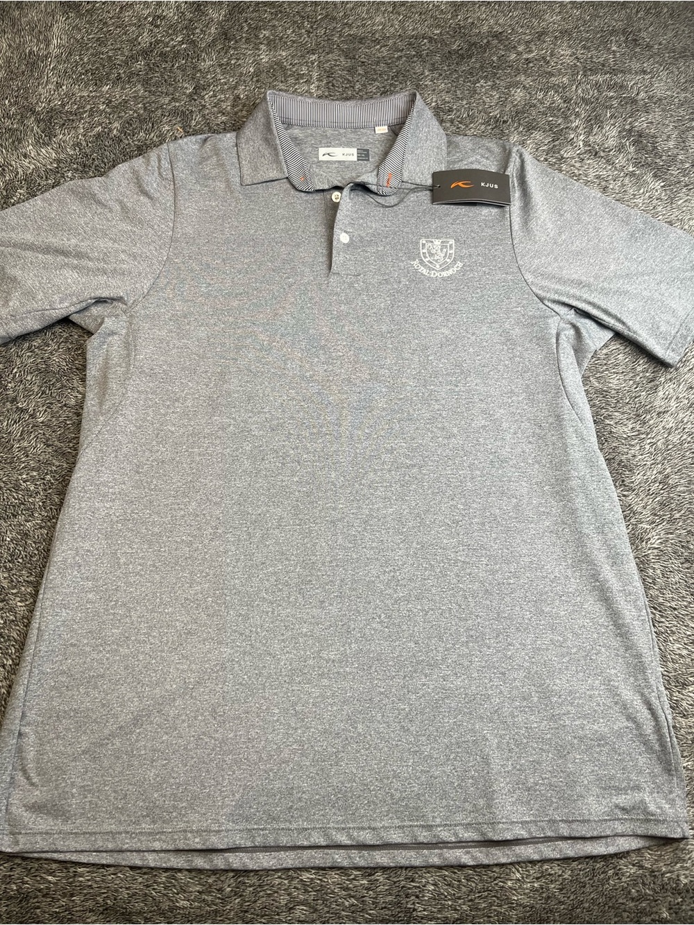 KJUS Royal Dornoch Golf Club NWT Grey Soren Solid Polo Shirt XL 54⁠